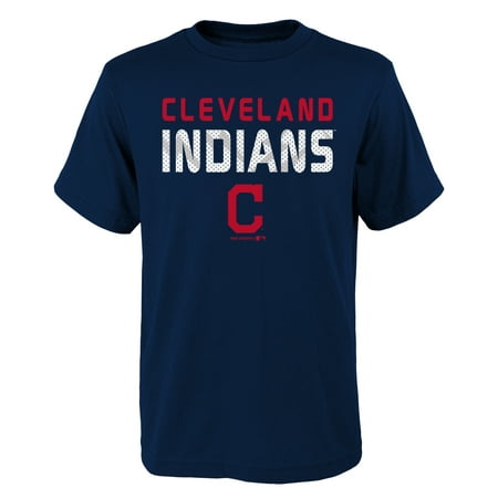MLB Cleveland INDIANS TEE Short Sleeve Boys Team Name and LOGO 100% Cotton Team Color (Best Travel Baseball Team Names)