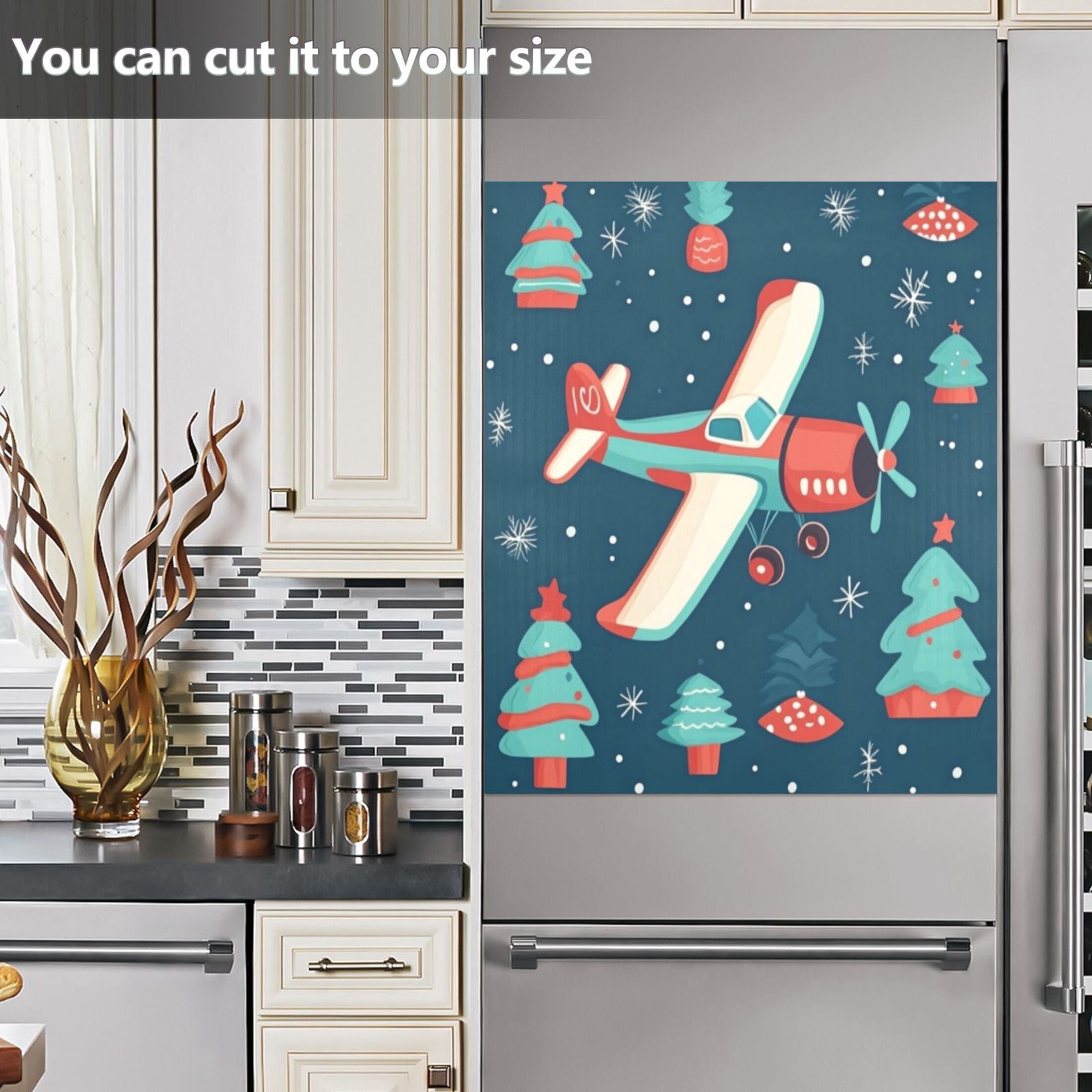 Dishwasher Magnetic Sticker 23x26 Inch Refrigerator Magnetic Sticker Washing Machine Magnetic Sticker Kitchen Panel Magnetic Sticker Home Decor Christmas Plane