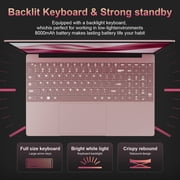 15.6 Laptop,Intel N95,8GB RAM,512GB SSD,Windows 11 Pro Work Computer,Fingerprint Reader,Backlit Keyboard,Rose