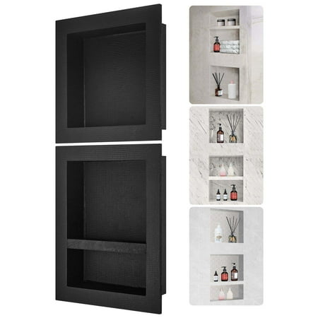 Shower Niche Recessed 16×16 & 16×20 Triple Shelf Organizer Black