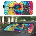 thumbnail image 5 of 3D Hippie Cat Tie Dye Windshield Sunshade Universal Fit Cars Suv Truck, 5 of 6