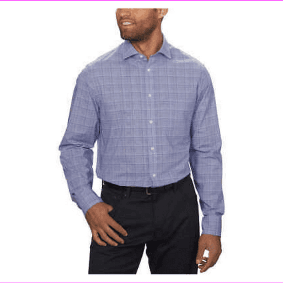 Tommy Hilfiger Men's Regular Fit Stretch Dress Shirt Blue 18-18.5 34/35