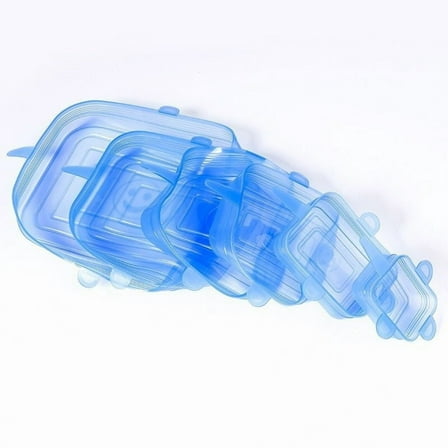 Reusable Silicone Stretch Lids for Food Storage Elastic Reusable Bowl Covers for Cup, Cans, Jars Round Universal Food Cover Microwave Safe 6 pcs