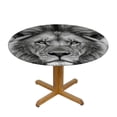 thumbnail image 3 of WYYP Waterproof Resistant Fabric Round Tablecloth - Majestic Lion Design White, 3 of 8
