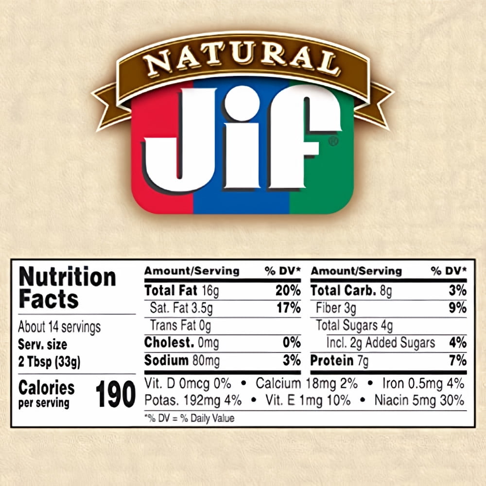 Jif Natural Creamy Peanut Butter - 16.0 Oz. (Pack of 5)