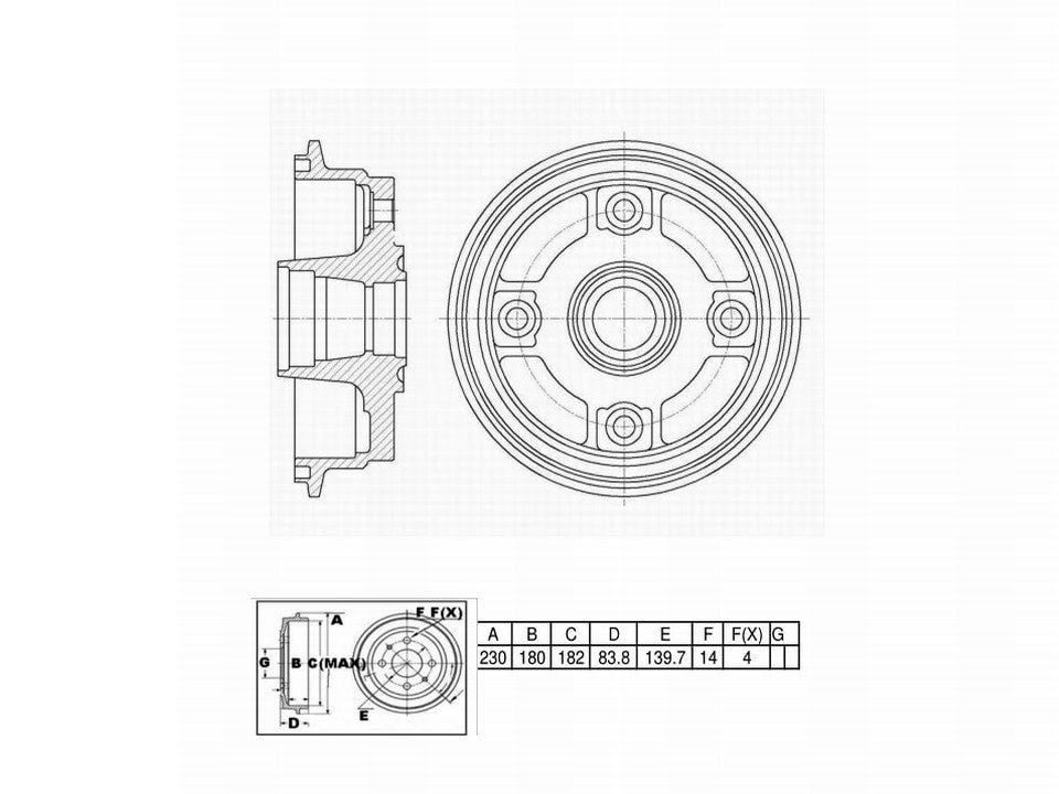 Winstop Brake Drum, Rear WS236849, Subaru GL 1989-1980