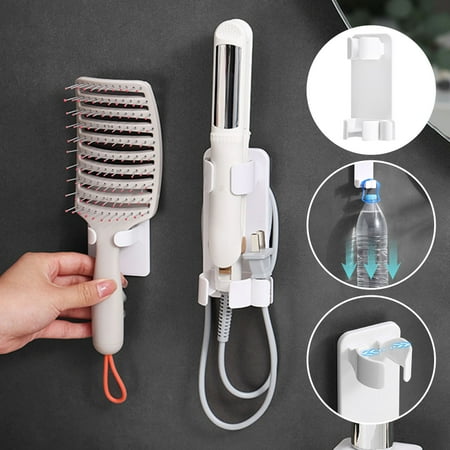 

Ycolew Curling Iron Storage Rack Perforation-free Bathroom Wall Mounted Ironing Board Support Flat Hair Comb Electric Splint Rack