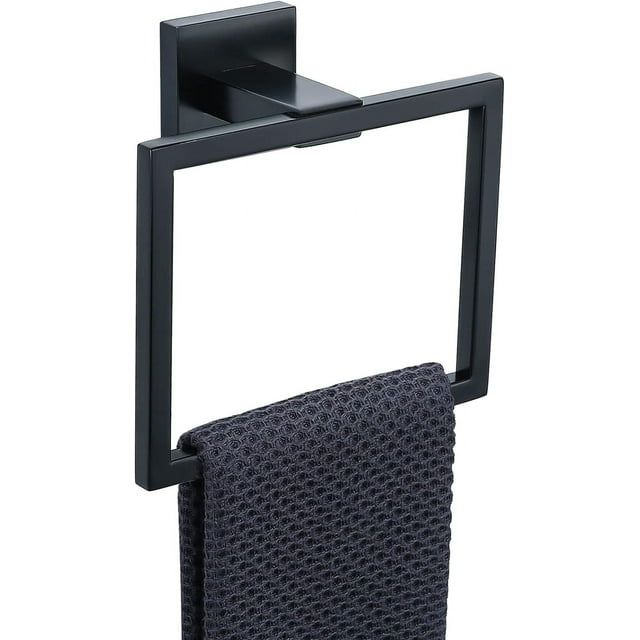 Porte-Serviettes Noir Mat Porte-Serviettes de Salle de Bain en Acier Inoxydable Carré Mural