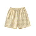 thumbnail image 2 of Women's Plaid Straight Leg High Waist Pocket Shorts, Polyester Loose Casual Short Trousers, Summer Daily Bottoms for Travel Shopping Home | TruHer,Yellow Free Size, 2 of 5