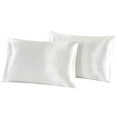 thumbnail image 2 of White Satin Pillowcase for Hair and Skin, 2 Pack Silky Pillow Cases, Soft Breathable Smooth Silk Pillow Cover with Envelope Closure, 2 of 6