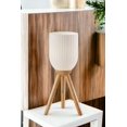 thumbnail image 2 of 23"" Natural Solid Wood Tripod Table Lamp With White Ribbed Glass Shade, 2 of 3