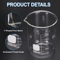 thumbnail image 3 of 500ml Glass Beaker, 2 Pack Measuring Glass Beaker Graduated Borosilicate Lab Cups Mug Low Form Heat Safe Transparent with 50pcs Wood Sticks for Laboratory Science Kitchen Liquids, 3 of 6