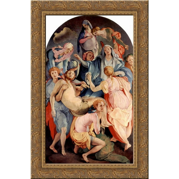 Deposition from the Cross 18x24 Gold Ornate Wood Framed Canvas Art by Pontormo, Jacopo