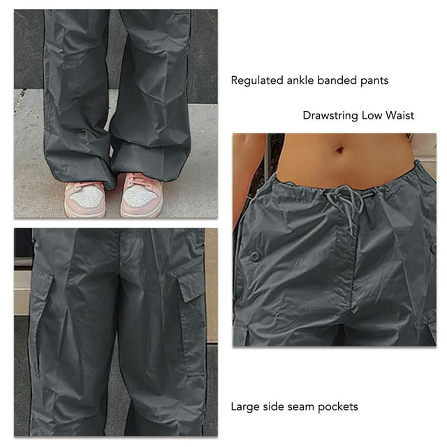 Pantalón Deportivo, Suave Con 2 Botones Laterales, Pantalones Sueltos Para Mujer, Poliéster Con Bandas En Los Tobillos Para Viajes ANGGREK Gris L