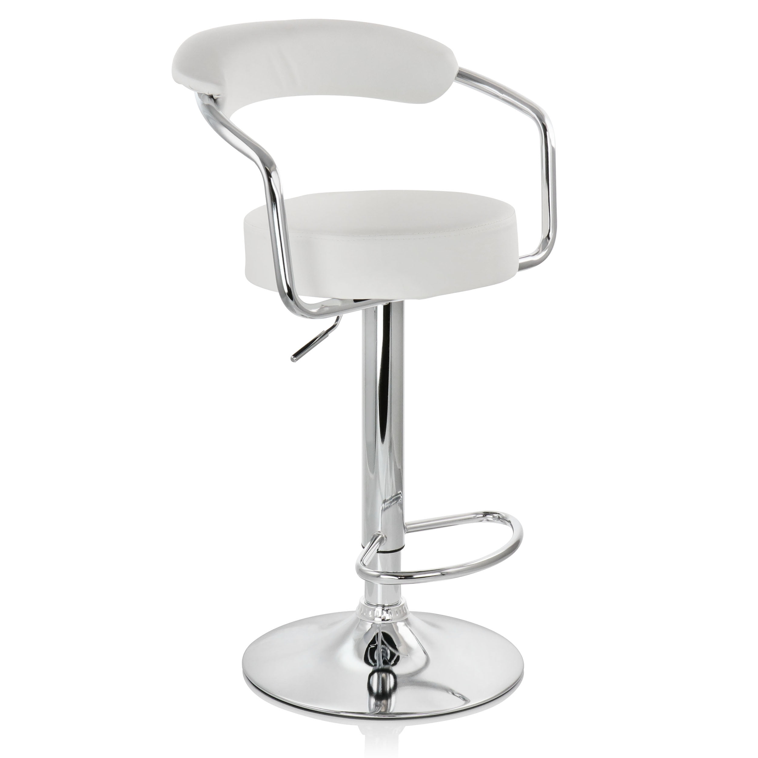 Elama Bar Stool with Adjustable Height & Swivel, White, Set of 2
