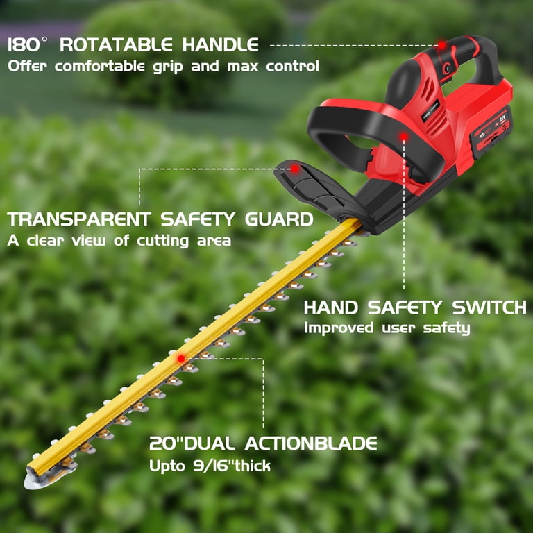 UNTIMATY 21V Cordless Hedge Trimmer, 22" Dual-Action Blade photo 6