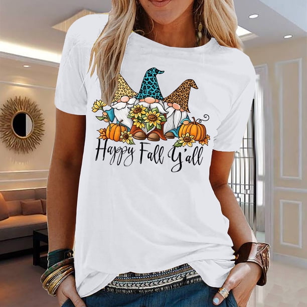 Puntoco Mujer Verano Casual Cuello Redondo Otoño Estampado Manga Corta Top Blusa Camiseta Puntoco Puntoco-7700