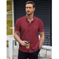 thumbnail image 7 of COOFANDY Men's Polka Dot Print Shirt Short Sleeve Buton Down Casual Summer Party Dress Shirt Christmas Shirts, 7 of 7