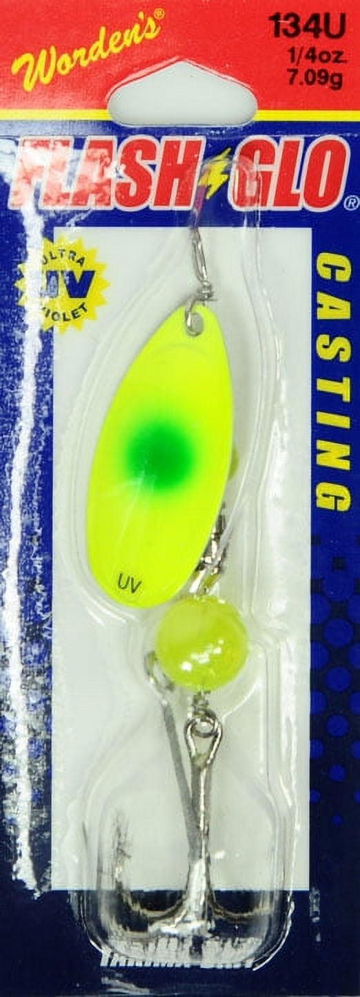 Yakima Worden's Flash Glo Spinner Lure, Chartreuse Green Dot, 1/4 Oz.