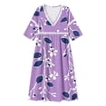 thumbnail image 5 of QUNYINEY Casual Womens Dresses Floral Beach Midi 3/4 Sleeve A Line Dress Casual Loose Fit V Neck Dresses, 5 of 6