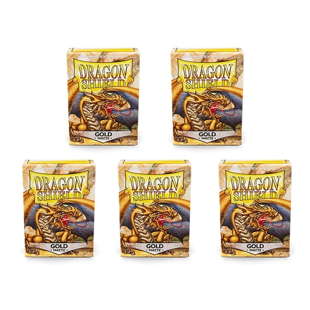 Dragon Shield - Fundas para tarjetas de 100 ct, color dorado mate, 5 paquetes