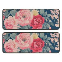 Kitchen Rugs Sets Of 2,Pioneer Flower Floral Print Pattern Anti Fatigue Kitchen Mat Rugs Non Slip Washable,Decorative Kitchen Floor Mats for Kitchen,Sink,Laundry,17"x47" 17"x47"