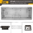thumbnail image 3 of Strictly Sinks 45 Inch Silver Workstation Sink - 16 Gauge Stainless Steel Sink, 2-Tier Undermount Kitchen Sink with Accessories, 3 of 9