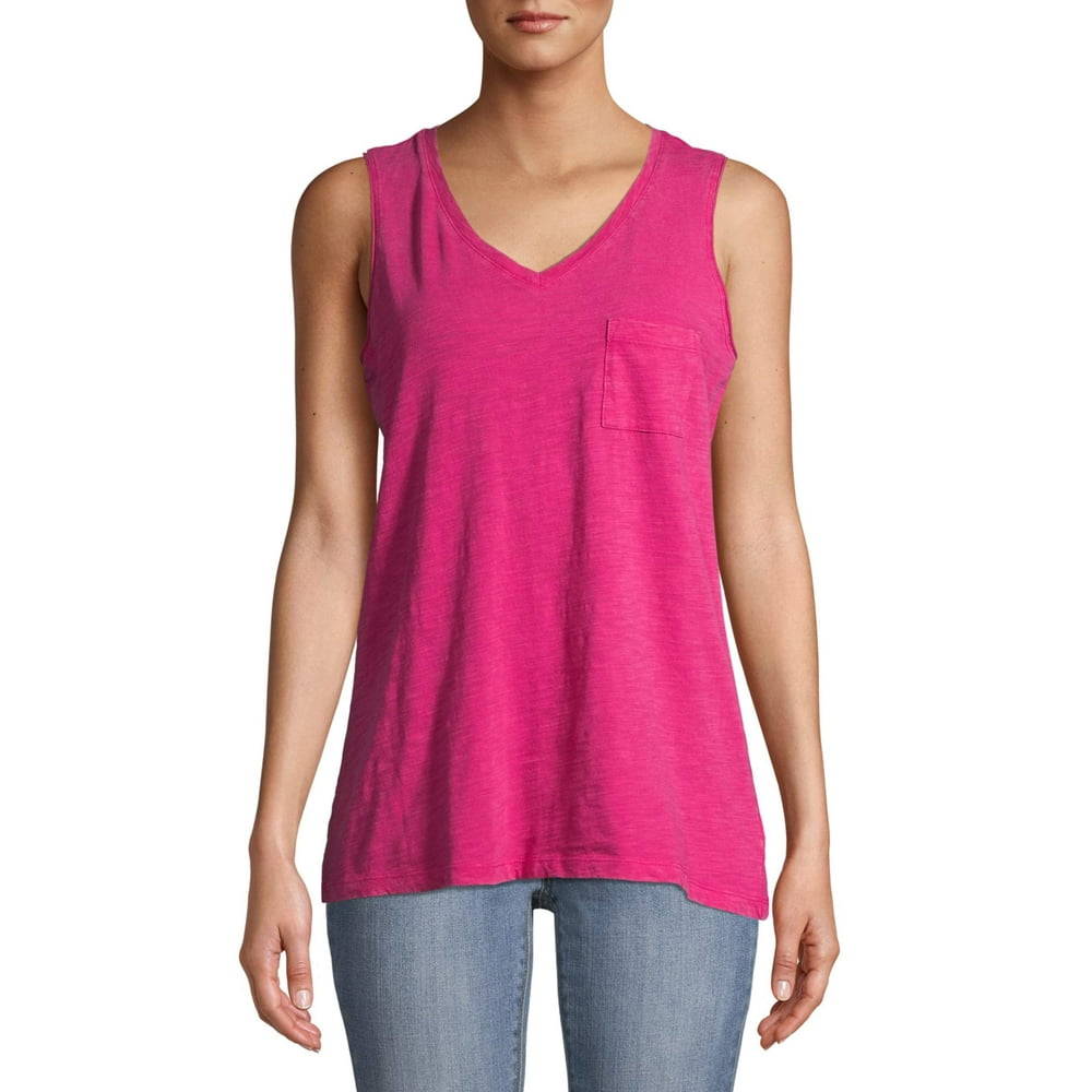 Time and Tru - Time and Tru Women's Mineral Wash Pocket Tank Top ...