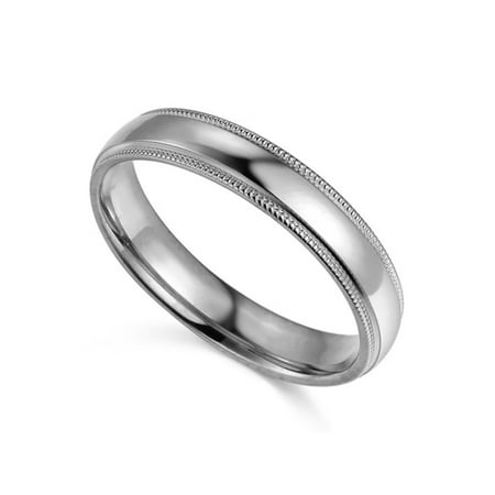 14k Solid White Gold 4mm Plain Regular Fit Milgrain Wedding Band 14k Solid White Gold 4mm Plain Regular Fit Milgrain Wedding Band Size 11
