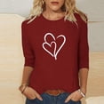 thumbnail image 2 of Plebaso Hauts Cœur pour Femmes Manches 3/4 Col Rond T-Shirts Décontractés Imprimé Chandail Femmes 2025 Tee Blouses, 2 of 4