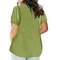 thumbnail image 3 of Summer Tops for Women Mgmyaa Women Tops Plus Size V-Neck Short Sleeve Tops Lace Loose Blouse Fashion Solid Color Fit Casual Tees, Shirts, 3 of 6