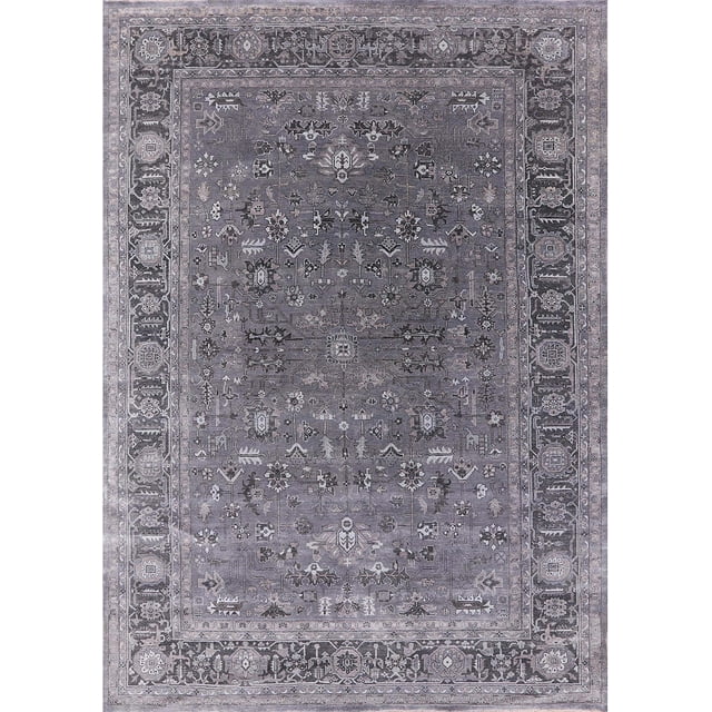 Ahgly Company Indoor Rectangle Mid-Century Modern Dark Gray Oriental ...