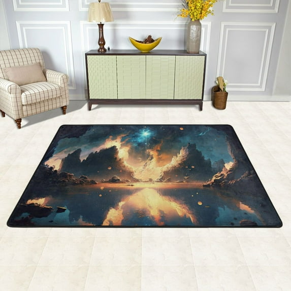 XMXY Area Rugs Doormat Outdoor Entrance, Landscape Space Cosmic Facecloth Non-slip Floor Mat Rug for Living Room Kitchen Sink Area Indoor,72"x48"