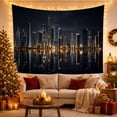 thumbnail image 3 of New York City Skyline at Night with Reflective Water, Serene Digital Art for City Lovers, Urban Wall Art Decor, Housewarming Gift Tapestry Wall Hanging for Living Room and Bedroom, 3 of 7