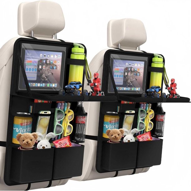 2 Pzs Organizadores de Asiento Trasero,Protector de Asientos para Auto,11 Bolsillos Organizador para Auto con Comedor Bandeja Universal,Se Puede Utilizar Para Viajar,la Oficina,el Maquillaje