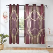 Yayeee Window Curtains Set of 2 for Living Room Light Filtering 63"x42", Gold Abstract Pattern