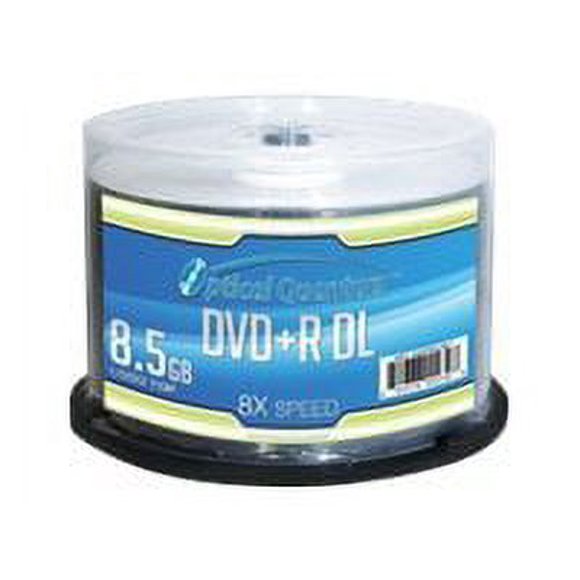 Optical Quantum OQDPRDL08LT 8X 8.5 GB DVD+R DL Double Layer Recordable Blank Media Logo Top, 50-Disc Spindle