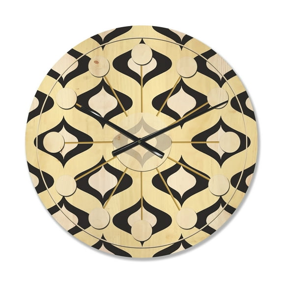 Designart 'Abstract Retro Pattern Design XXIII' Mid-Century Modern Wood Wall Clock