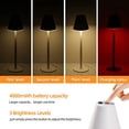 thumbnail image 4 of (White) Modern LED CordlessTable Lamp,4000mAh Rechargeable Battery Desk lamp,3 Level Brightness Night Light, Metal Shell,Minimalist Design, for Couple Dinner/Coffee Table/Restaurant/Bedroom, 4 of 5