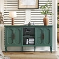 thumbnail image 6 of HLR 59" Mid Century Modern Storage Cabinet with Shelf, Vintage Large Sideboard Buffet Cabinet with 4 Doors, Green, 6 of 7