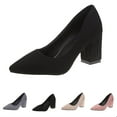 thumbnail image 4 of XIMIN Women's Closed Toe Classic Pointed Toe Heels Pumps Heels Chunky Block Heels Low Shoes Business Office Work Heels Shoes Comfortable Footwear (8, Black), 4 of 4