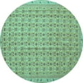 thumbnail image 1 of Ahgly Company Indoor Round Abstract Turquoise Blue Contemporary Area Rugs, 5' Round, 1 of 4