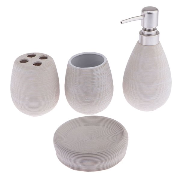 Vaso del tenedor del cepillo de dientes de la botella de la loción del plato de jabón, accesorios del cuarto de baño Blanco Sunnimix Vaso del dispensador de jabón