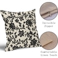 thumbnail image 3 of Black Floral Block Print Pillow Covers 18x18 Set of 2 Vintage Flower Pattern Cream Decorative Throw Pillowcases Outdoor Rustic Farmhouse Square Cushion Cases Decor for Home Couch Sofa Bed, 3 of 7