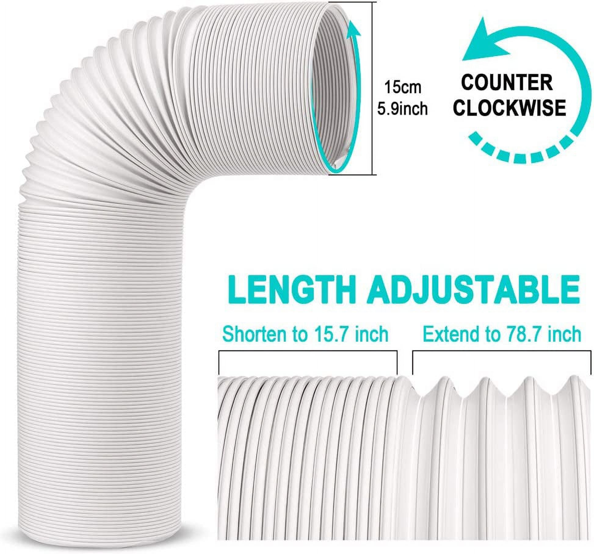 Air Conditioner Vent Hose, Portable Exhaust Duct with 5.9’’ (6‘’) Diameter, Counterclockwise Rotation, Length up to 78 Inches, Universal Replacement AC Hoses