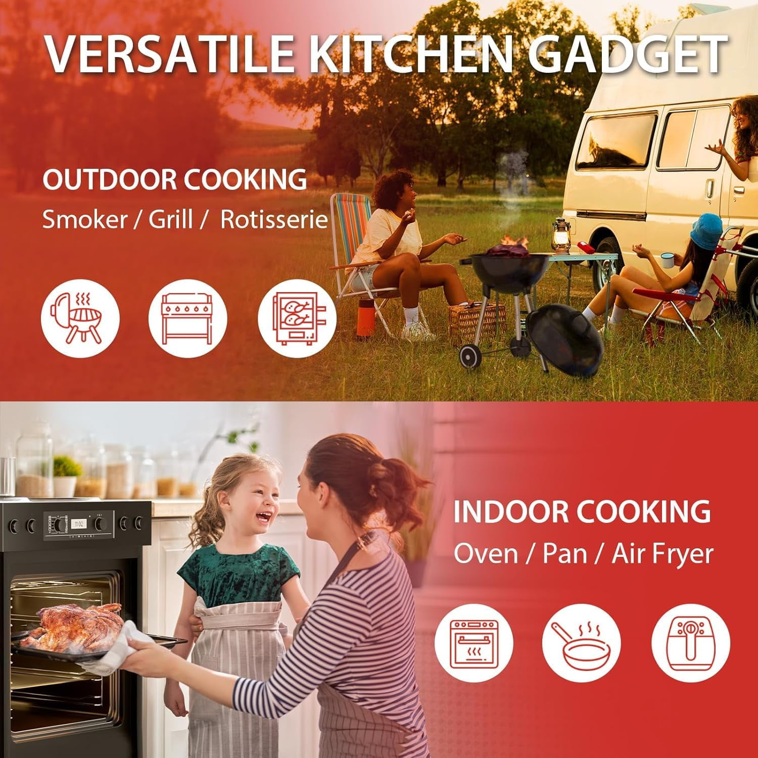 Smart Meat Thermometer with App | Wireless Digital Food Thermometer for Grill BBQ Smoker Air Fryer Oven |  Read Dual Sensor Probe with Bluetooth 5.2