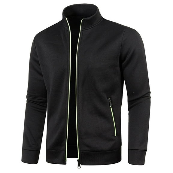 Jacenvly Fleece Jacket New Fashion Casual and Winter Men's Long Zipper Sweater Sleeve Thin Velvet Sweater Coat Men