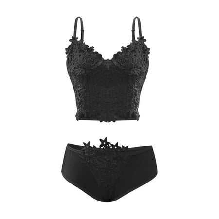 

Sebtyili Women s Underwear Two Piece Set Backless Lace Bra Set