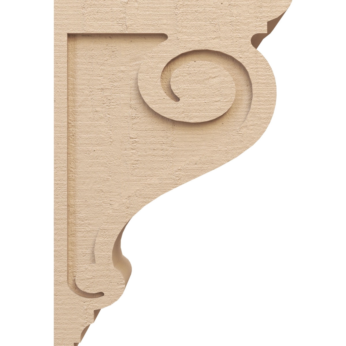 8"W x 16"D x 24"H Classic Scroll Rough Cedar Woodgrain TimberThane Corbel, Primed Tan