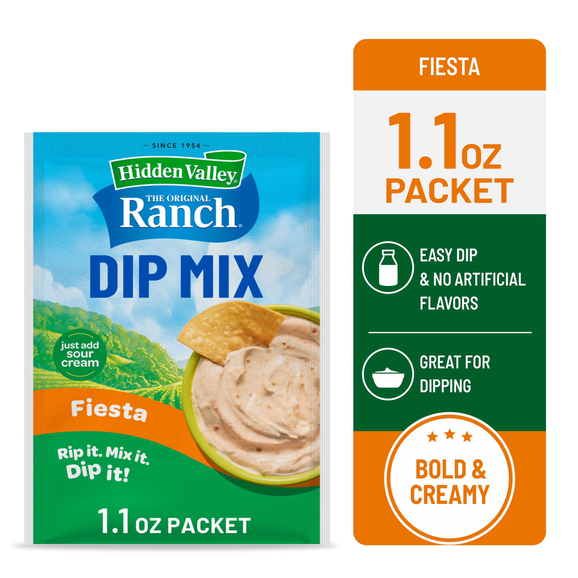(5 pack) Hidden Valley Fiesta Ranch Dip Mix, 1.1 oz Packet
